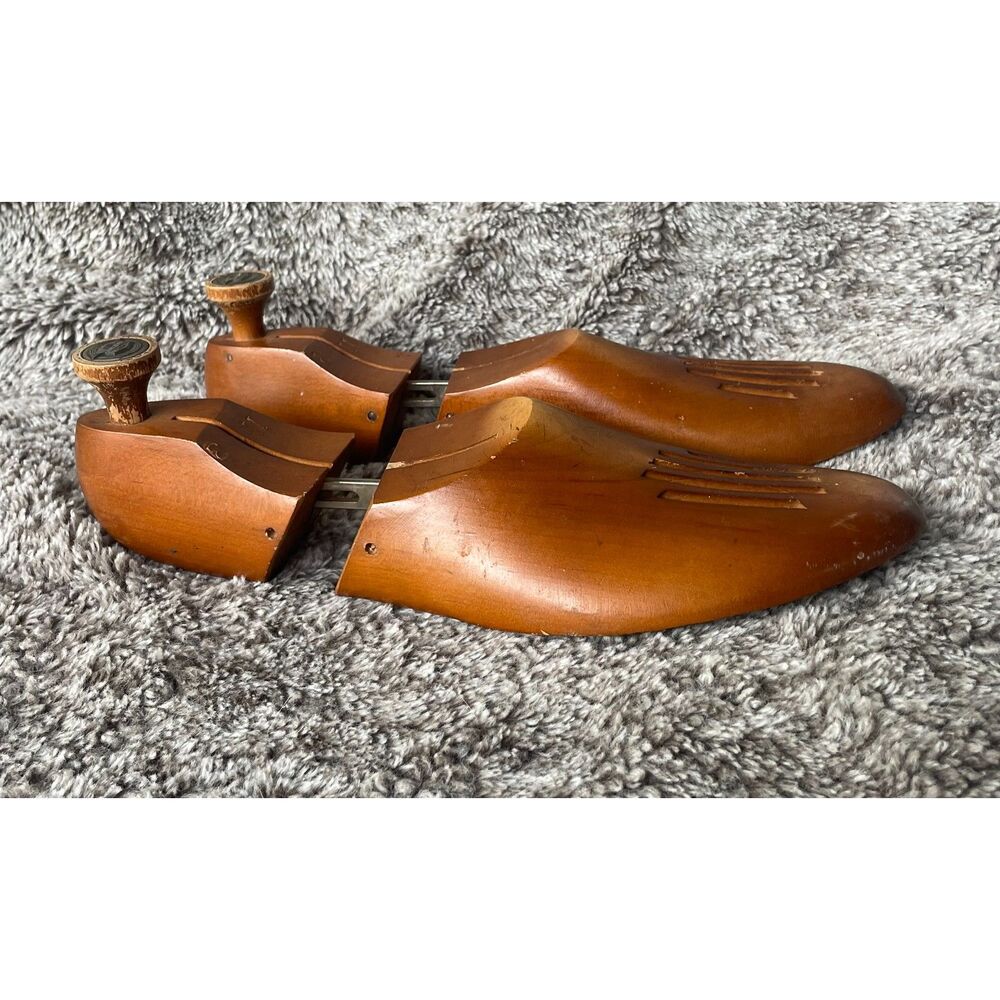 Vintage The Florsheim Shoe Adjustable Wooden Shoe Trees Mens Sz 11 Marked 3 Pair - Picture 5 of 7